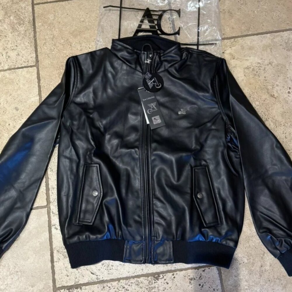 Giorgio Armani A Collezioni Italian Black Soft Leather Jacket Brand New NWT